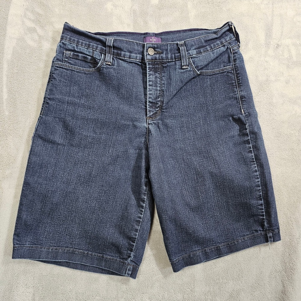 NYDJ Women Dark Wash Denim Bermuda Shorts Lift Tuck Size 10 Indigo Stretch